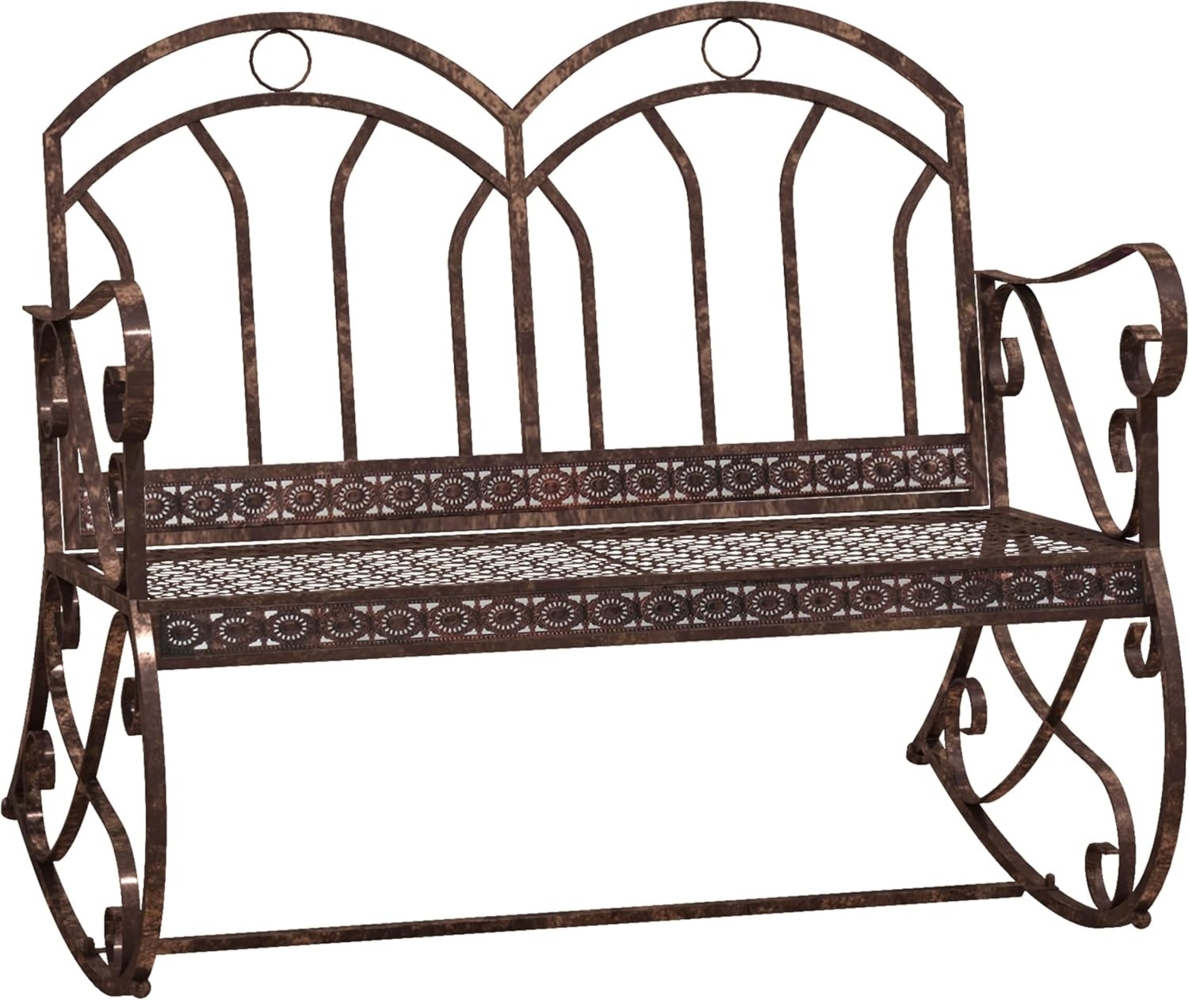 Outsunny Gartenbank Schaukelstuhl Parkbank Sitzbank Bank 2-Sitzer Metall (Modell3/ Bronze-Rot) Bild 1
