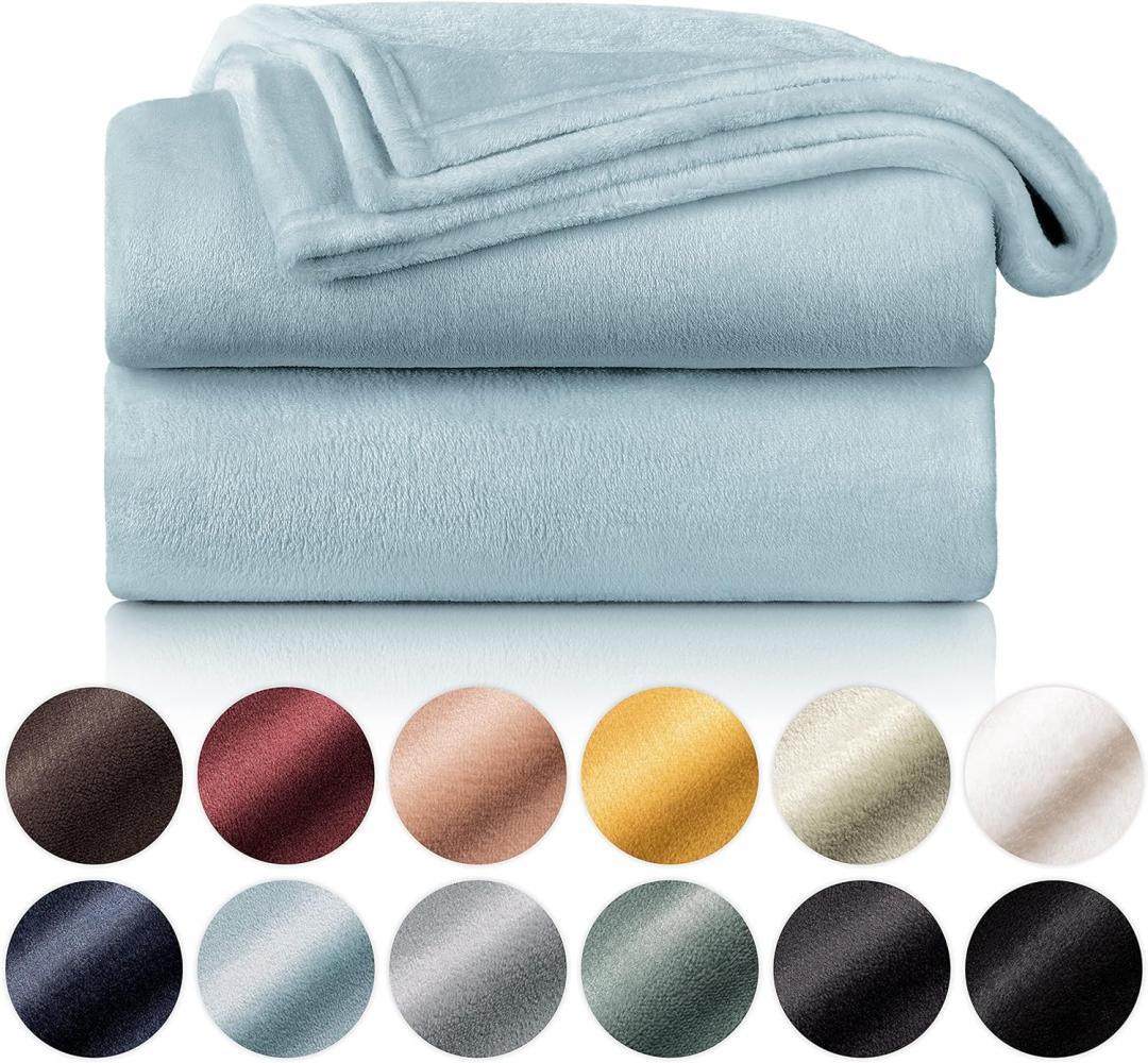 Blumtal Kuscheldecke aus Fleece - hochwertige Decke, Oeko-TEX® Zertifiziert in 150x200 cm, Kuscheldecke flauschig als Sofadecke, Tagesdecke oder Winterdecke, Hellblau Bild 1