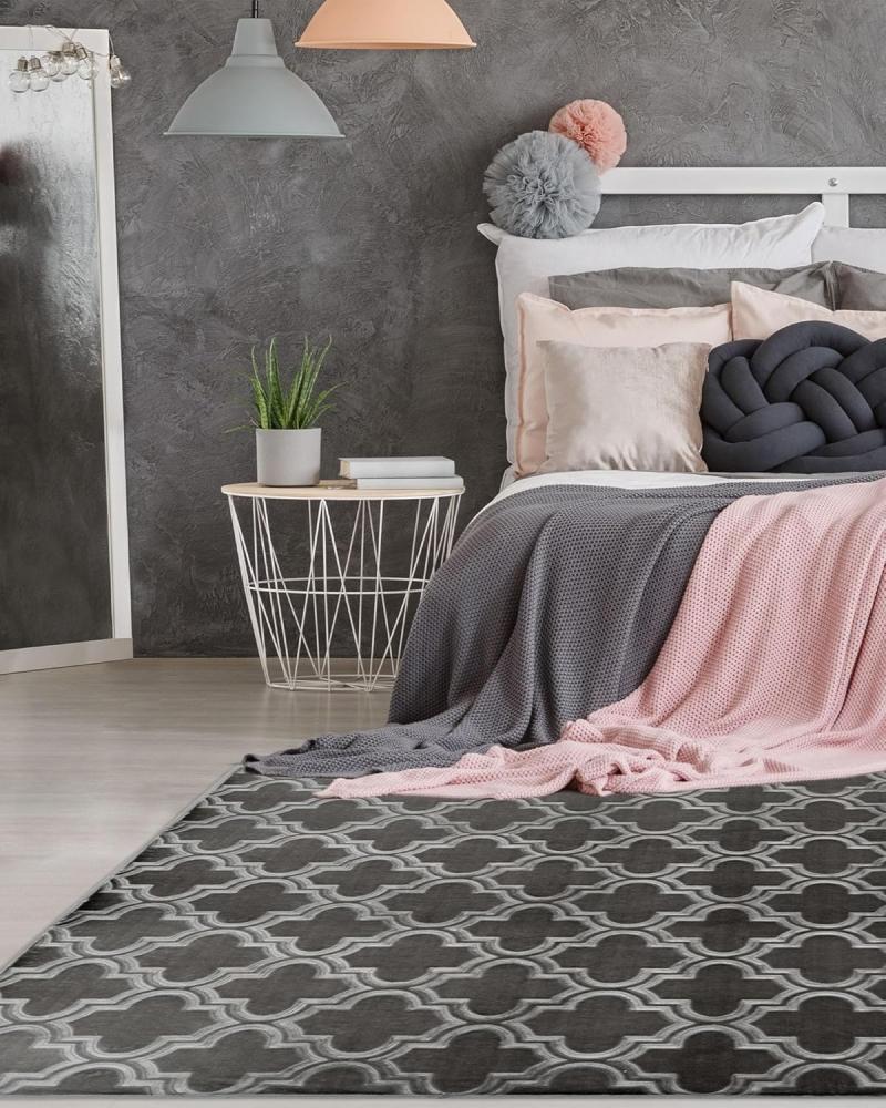 Kurzflorteppich Kifalme 100 Anthrazit 80x150 cm Bild 1