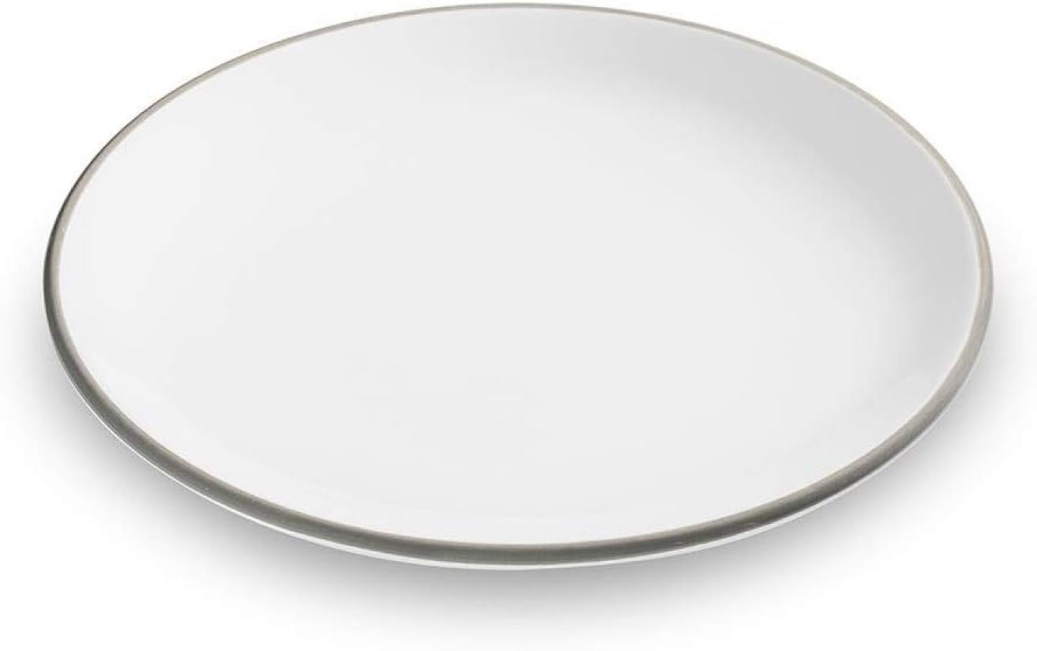 Grauer Rand, Dessertteller Cup (Ø 20cm) - Gmundner Keramik Frühstücksteller - Mikrowelle geeignet, Spülmaschinenfest Bild 1
