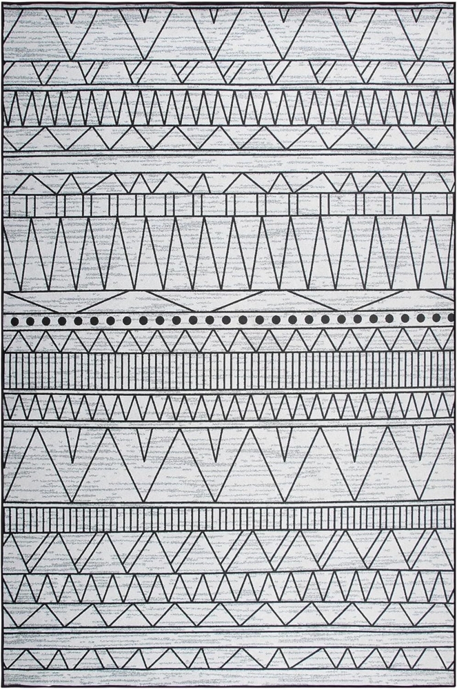 Teppich schwarz-grau 140x200 cm Zickzackmuster Kurzflor KEBAN Bild 1