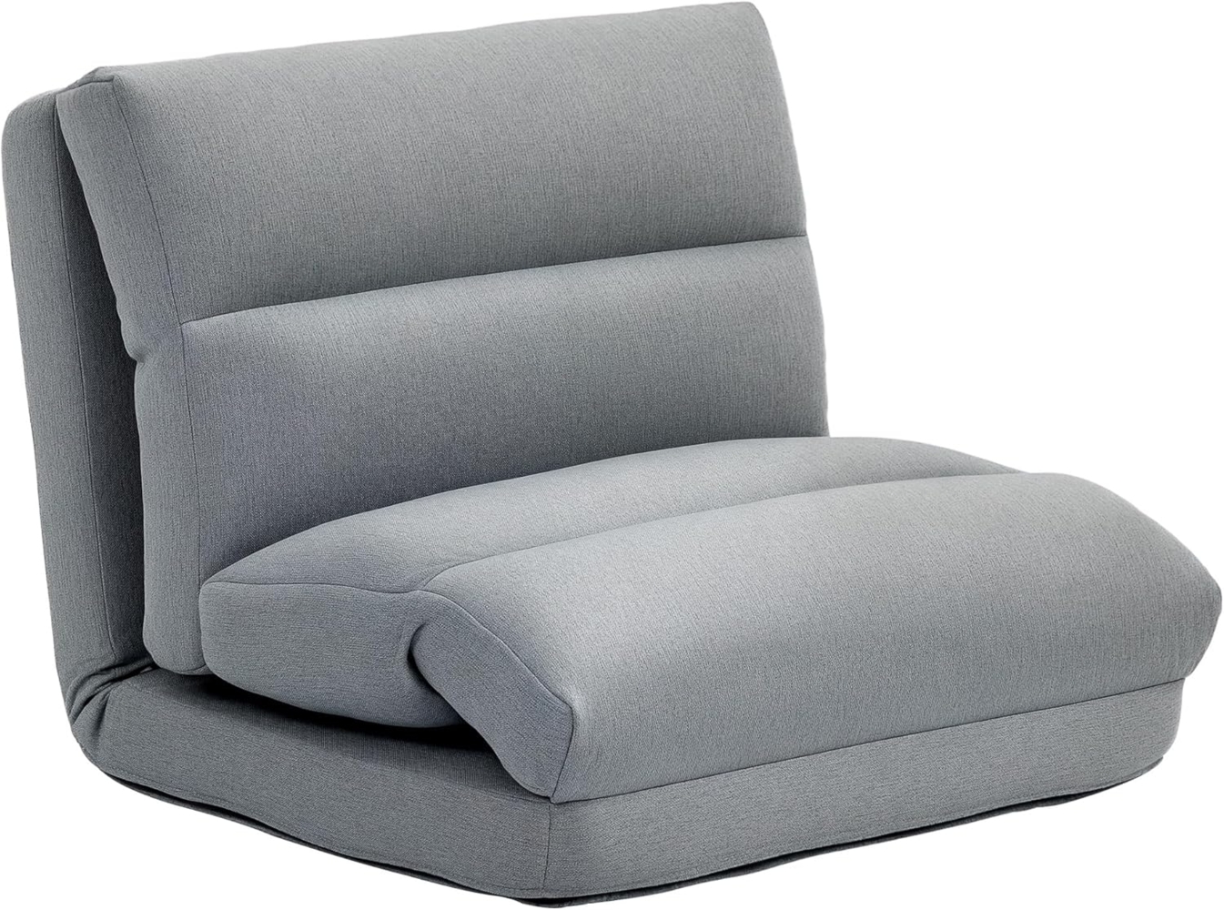 HOMCOM Relaxsessel Bodenstuhl mit Rückenlehne (Klappbett, 1-St, 3-in-1 Bodensessel), für Schlafzimmer, Wohnzimmer, Grau Bild 1