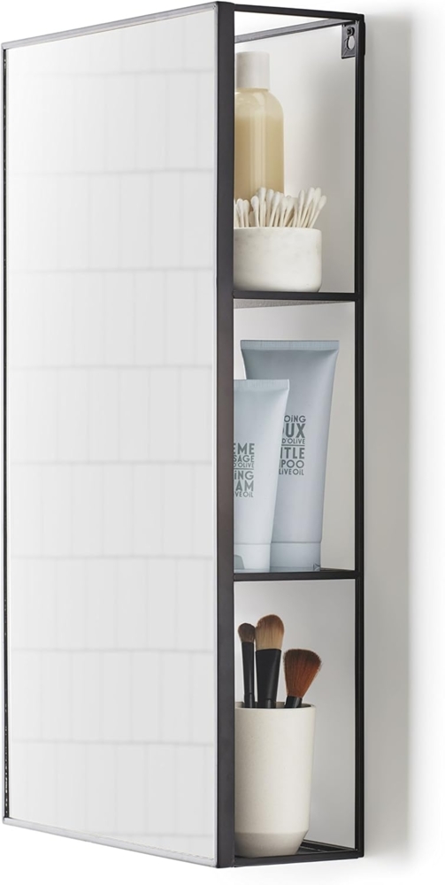 Umbra Cubiko Wandspiegel mit Ablage, Wand Spiegel, Dekorationsspiegel, Dekospiegel, Metall, Schwarz, 62 cm, 1009654-040 Bild 1