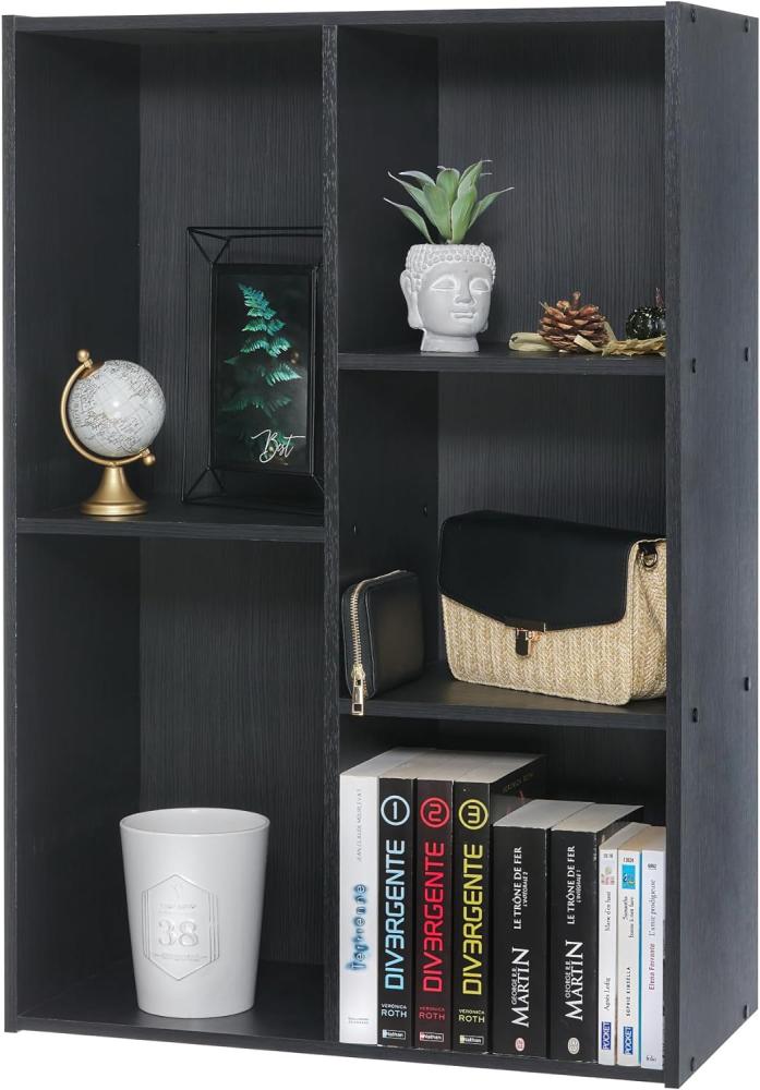 Iris Ohyama, Bücherregal, Regal mit 5 Fächern, Bücherregal, Trennwand, Display, Wohnzimmer, Schlafzimmer, Büro - Basic Storage Shelf CX-23C - Eiche Schwarz Bild 1