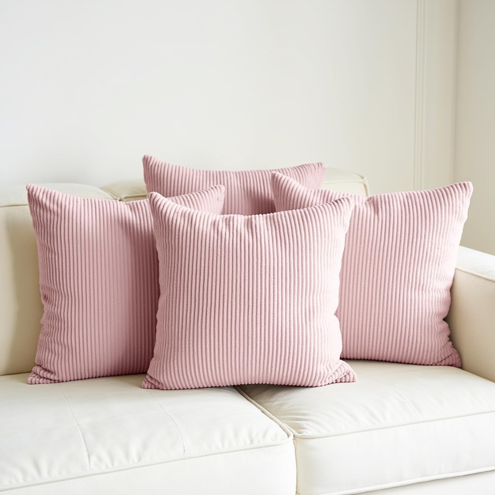 DYNMC you Kissenbezug Cord - 4er Kordsamt Weiche Kissenbezüge - Dekokissen Sofakissen, Kord Kissenhüllen - Sofa Kissenbezug Cord - Kissen Deko Kissenbezug Bild 1