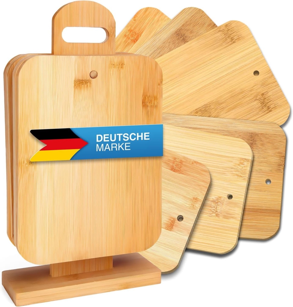 Dimono Schneidebrett Frühstücksbrettchen 6er Set, Bambus, (Servierbretter Küchenbrett Brotbrett), klingenschonend, antibakteriell Bild 1