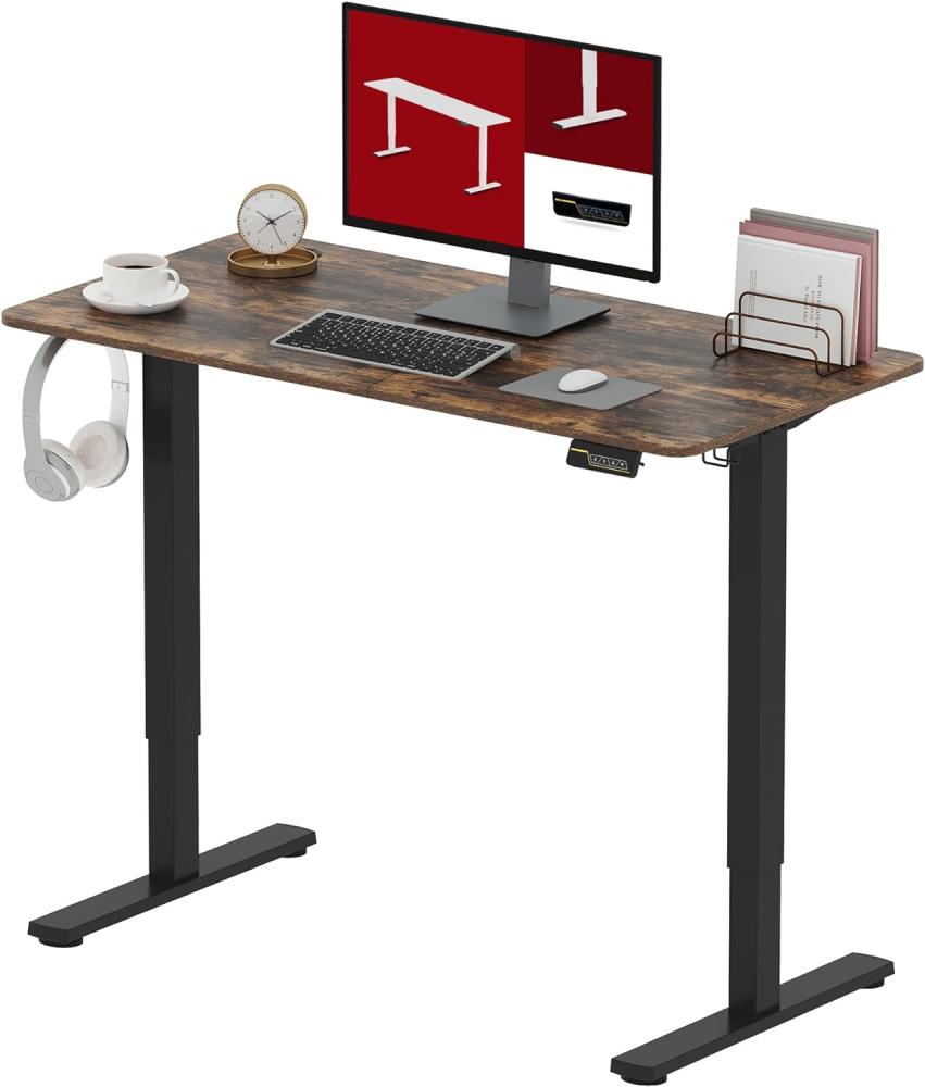 SANODESK Höhenverstellbarer Schreibtisch 120 x 60 cm Schreibtisch Höhenverstellbar Elektrisch Ergonomischer Steh-Sitz Tisch Computertisch für Heimbüro Homeoffice(braun) Bild 1