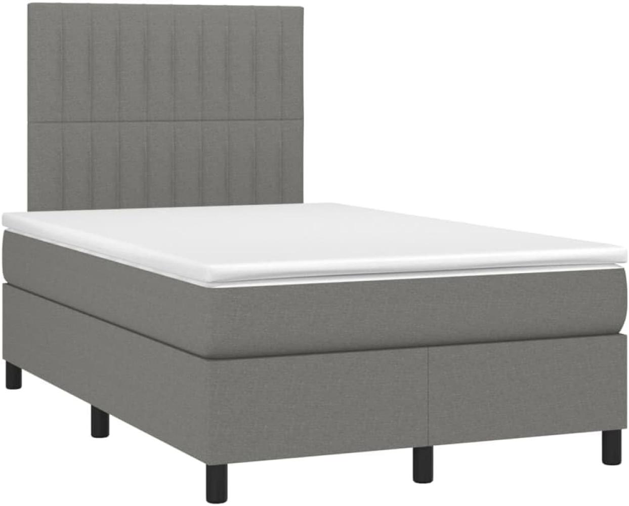 vidaXL Boxspringbett mit Matratze Dunkelgrau 120x200 cm Stoff, Härtegrad: H2 [3141922] Bild 1