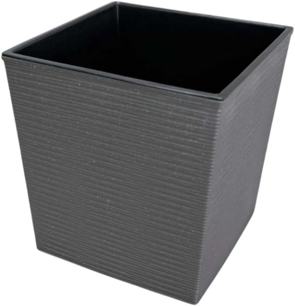 Engelland Pflanzkübel Blumentopf aus recyceltem Kunststoff & Holz (WPC), Rillenoptik (UV-beständig, wetterfest, quadratisch), Blumenkübel für Garten, Balkon, Terrasse, Innen- und Außenbereich Bild 1