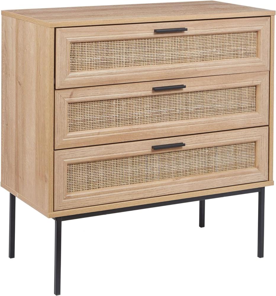 Kommode heller Holzfarbton 3 Rattan-Schubladen PASCO Bild 1