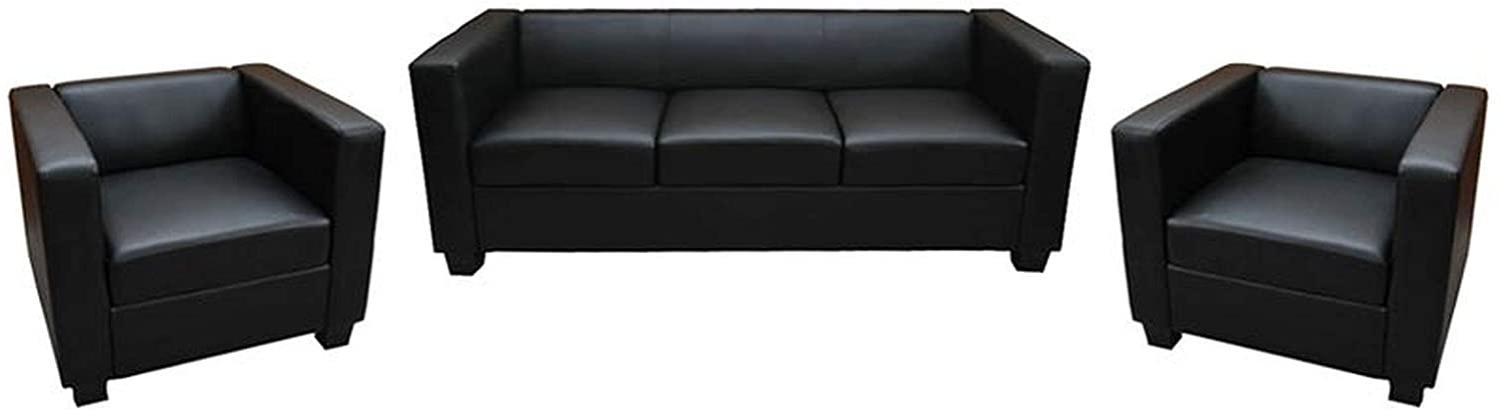 3-1-1 Sofagarnitur Couchgarnitur Loungesofa Lille ~ Kunstleder, schwarz Bild 1