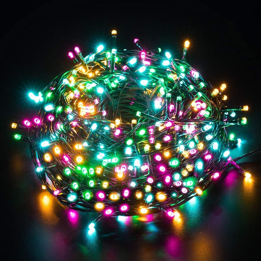 Elegear Bunt Lichterkette Außen 100M 1000 LEDs Lichterkette Außen 8 Modi Weihnachtsbeleuchtung für Innen Außen IP44 Außen lichterkette für Weihnachtsdeko Geburtstag Feiertag Party Hotel Garten Bild 1