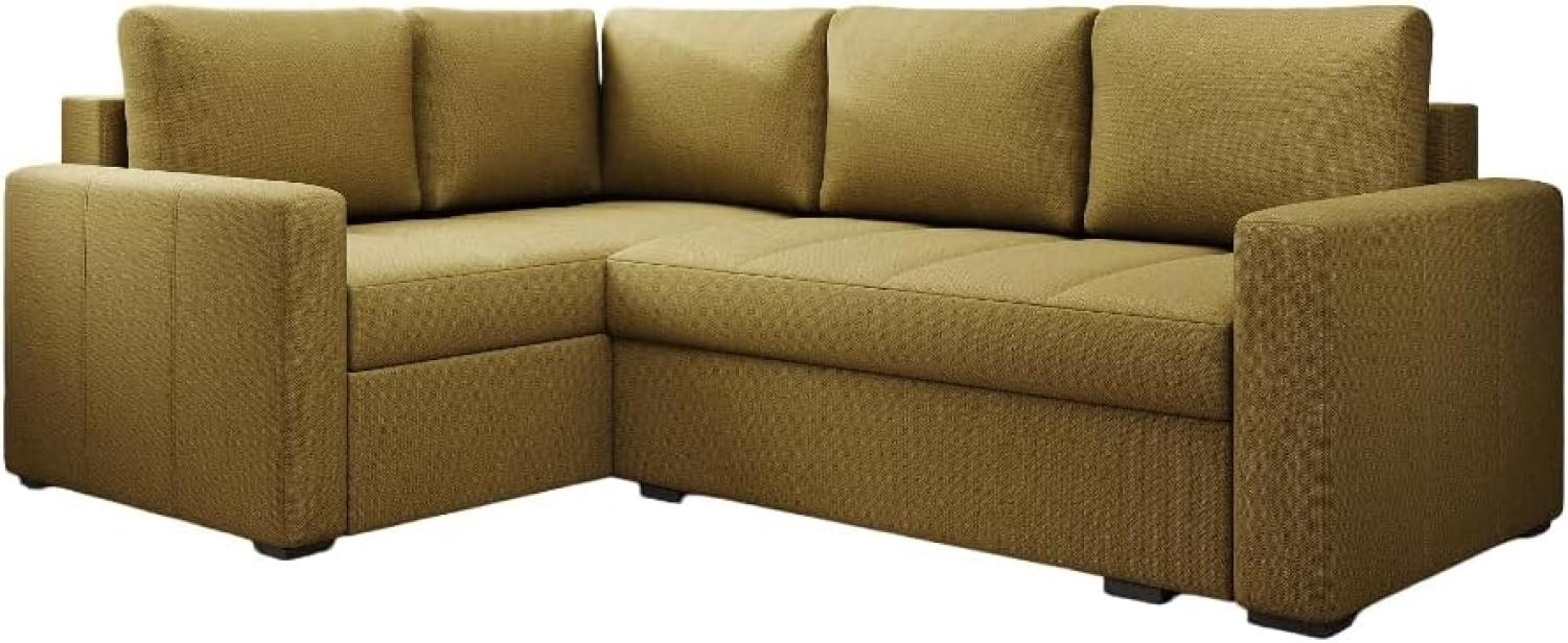 Designer Sofa Cortino mit Schlaffunktion und Stauraum Stoff Senf Links Bild 1