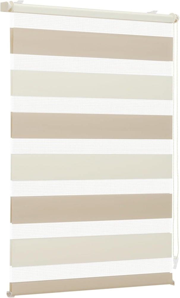 Sekey Doppelrollo Klemmfix ohne Bohren für Fenster, Zweifarbig Doppelrollo 105 cm breit, Duo Rollo Jalousie Sonnenschutz, 105x130 cm, Beige & Braun Bild 1