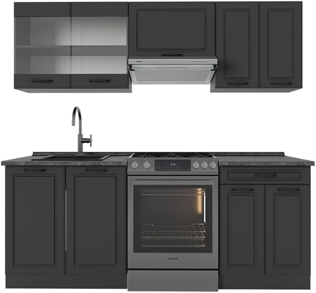 Küchenzeile R-Line Anthrazit Landhaus/Anthrazit 200 cm , AP Anthrazit Vicco Bild 1