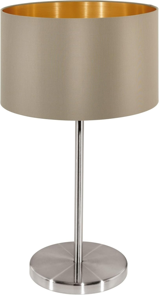Eglo 31629 Tischleuchte MASERLO Textil taupe, gold E27 1X60W H:42cm Ø23cm mit Kabelschalter Bild 1