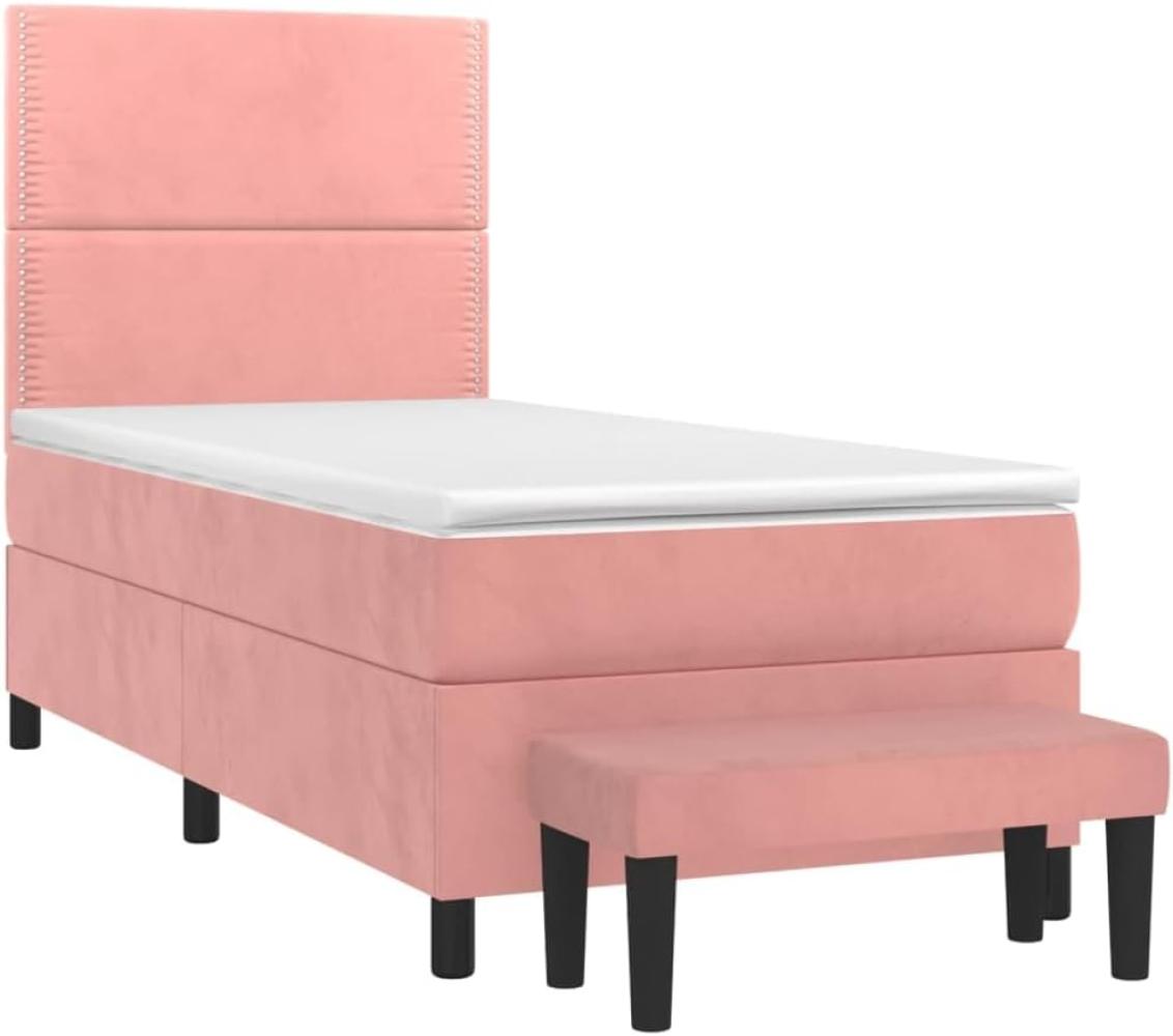 vidaXL Boxspringbett mit Matratze Rosa 80x200 cm Samt 3137754 Bild 1