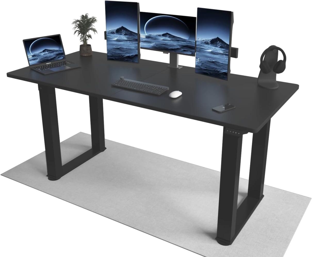 JUMMICO Höhenverstellbarer Schreibtisch 160x75 cm mit 4 Beinen, 2 Starken Motoren für Super Stabilität, Große Schreibtisch Höhenverstellbar Elektrisch Ergonomischer Computertisch Steh-Sitztisch,Schwarz Bild 1