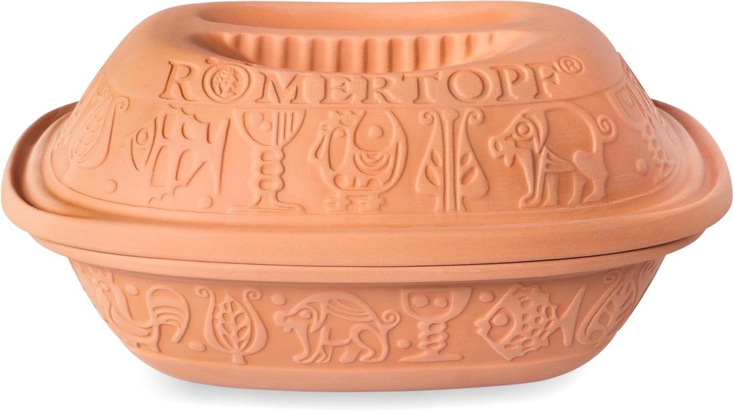 Römertopf Bräter Klassiker Keramik Dampfgarer aus Naturton für bis zu 4 Personen 3 Liter Bild 1