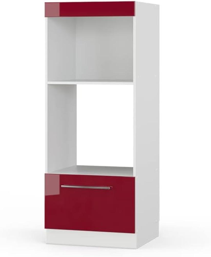 Vicco Küchenschrank Küchenmöbel Küchenzeile Fame-Line modern Küche Einbauküche Blende Unterschrank Hochschrank Hängeschrank (Weiß-Bordeaux-Rot Hochglanz, Mikrowellenumbauschrank 60 cm) Bild 1