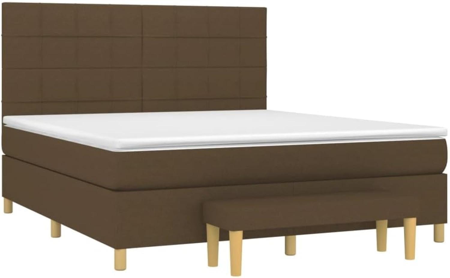 vidaXL Boxspringbett mit Matratze Dunkelbraun 180x200 cm Stoff 3137176 Bild 1