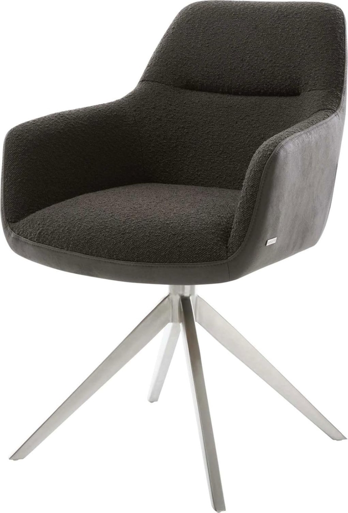 Drehstuhl Pejo-Flex Materialmix Schwarz Kreuzgestell breit Edelstahl 360° drehbar Wippfunktion Taschenfederkern Bild 1
