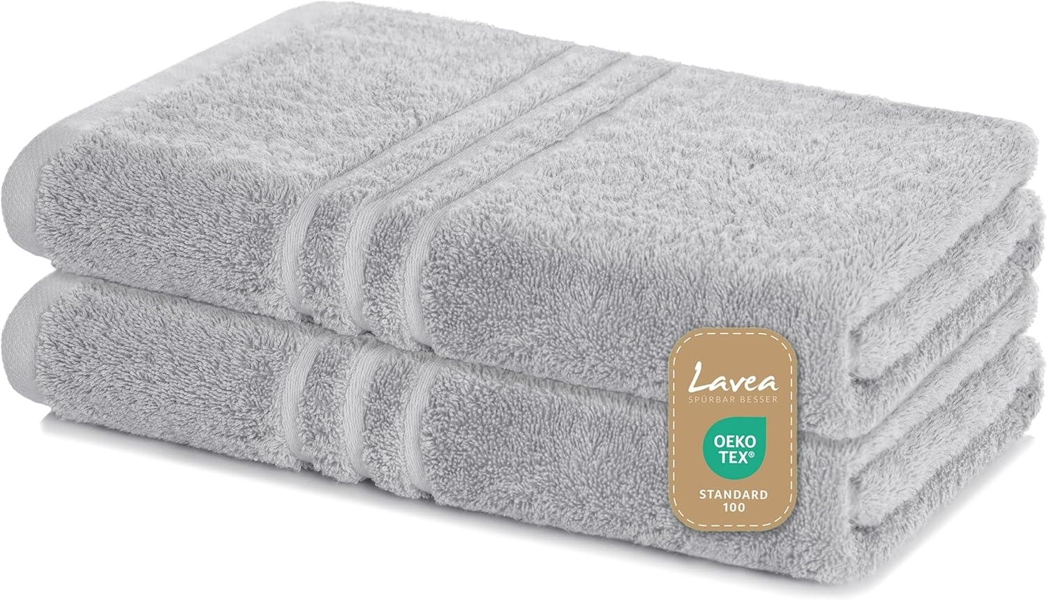 Lavea 2er Set Duschtuch 70x140 cm, Frottierserie Elena, Silber Bild 1