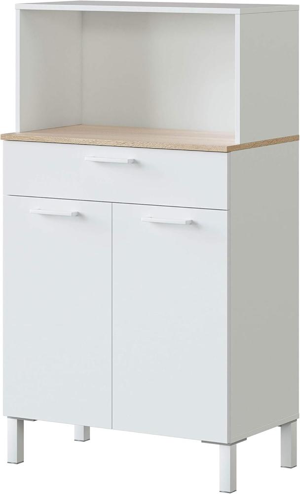 Habitdesign Sideboard, Melamin, Rückseite aus MDF, Scharniere und Schienen aus Metall, Griffe aus ABS, Beine aus Aluminium, Kanten aus PVC, 2 Türen, Medio Bild 1