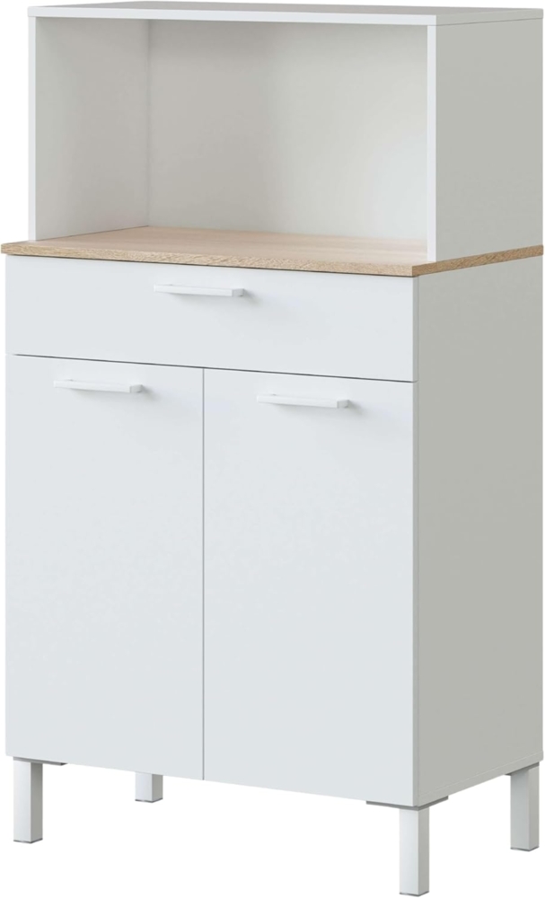 Habitdesign Sideboard, Melamin, Rückseite aus MDF, Scharniere und Schienen aus Metall, Griffe aus ABS, Beine aus Aluminium, Kanten aus PVC, 2 Türen, Medio Bild 1