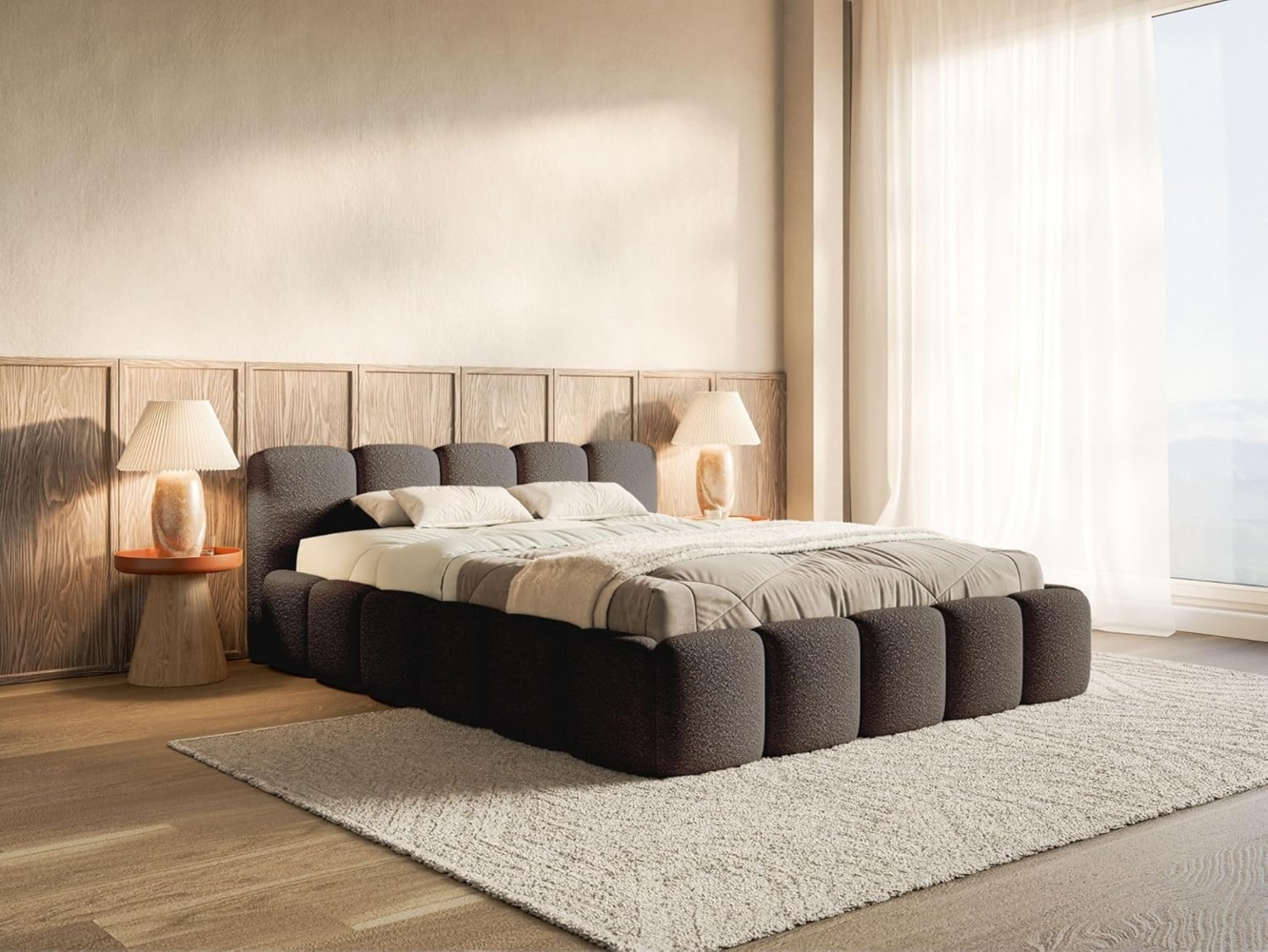 Selsey Polsterbett 140x200 cm Modernes Design, Stabiler Metallrahmen mit Gasdruckfedern Legend-Stoffbezug in Braun Bett mit Bettkasten Maximale Belastung 250 kg Bild 1