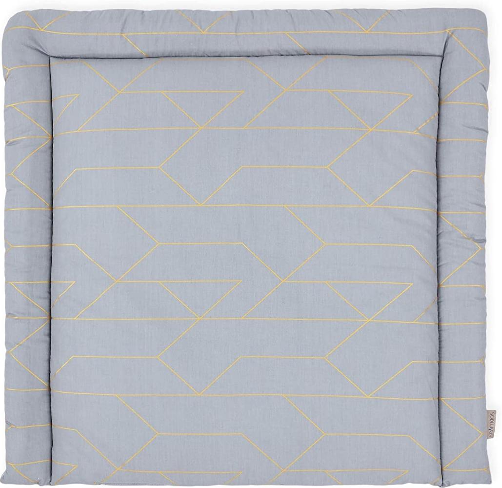 KraftKids Wickelauflage in goldene Linien auf Grau, Wickelunterlage 75x70 cm (BxT), Wickelkissen Bild 1