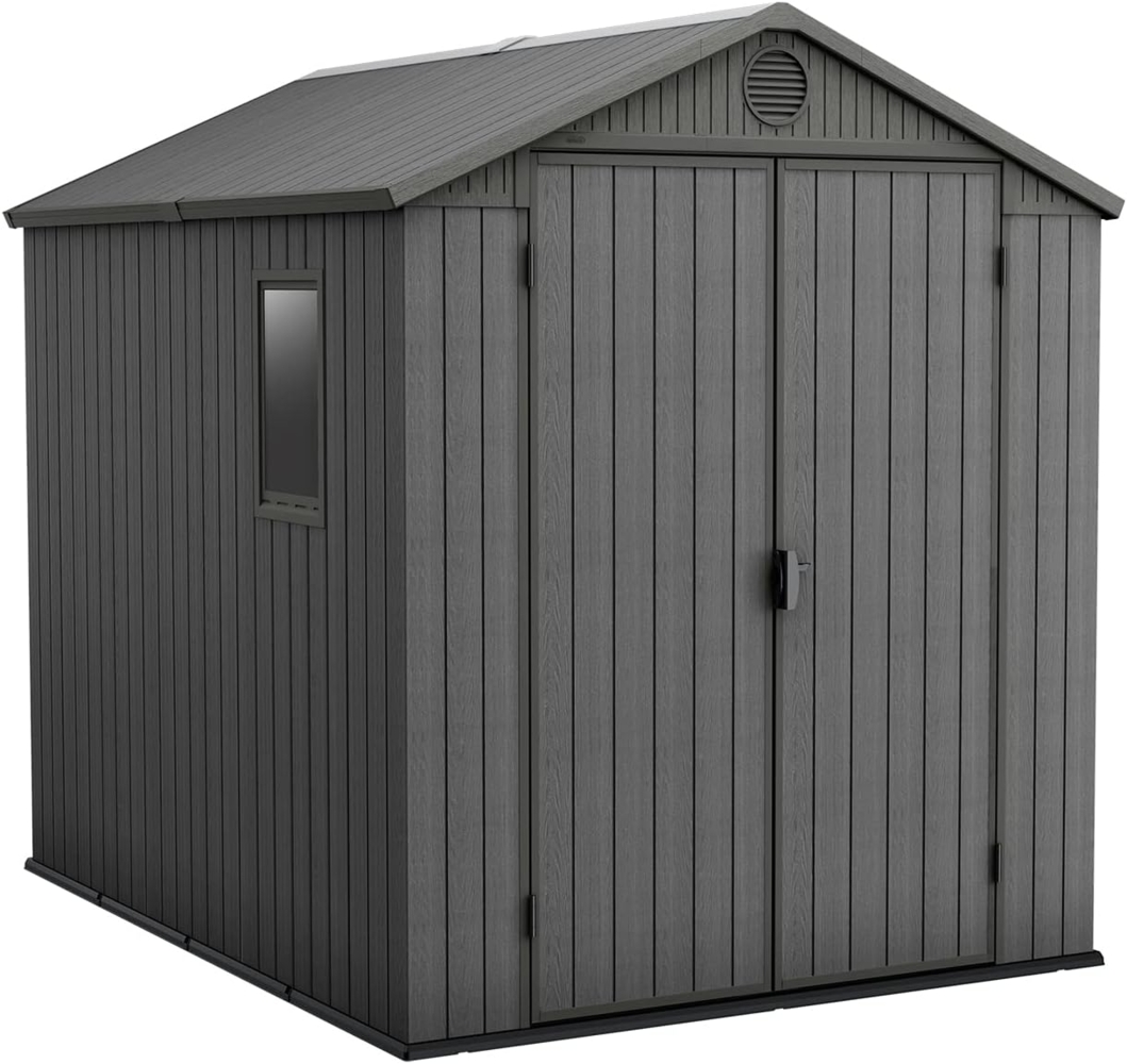 Keter Gerätehaus Darwin 6x8, Grau, Außenmaße 190 x 244 x 221 cm, wartungsfrei, wetterfest, wasserdicht, mit Unterboden Bild 1