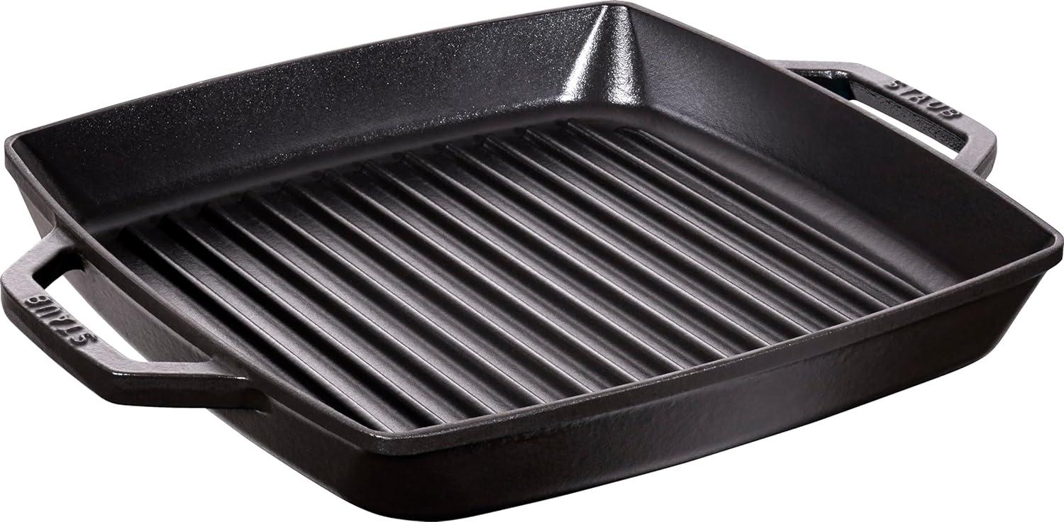 STAUB Gusseisen Grillpfanne mit zwei Griffen, Induktionsgeeignet, Quadratisch, Schwarz, 28 cm Bild 1