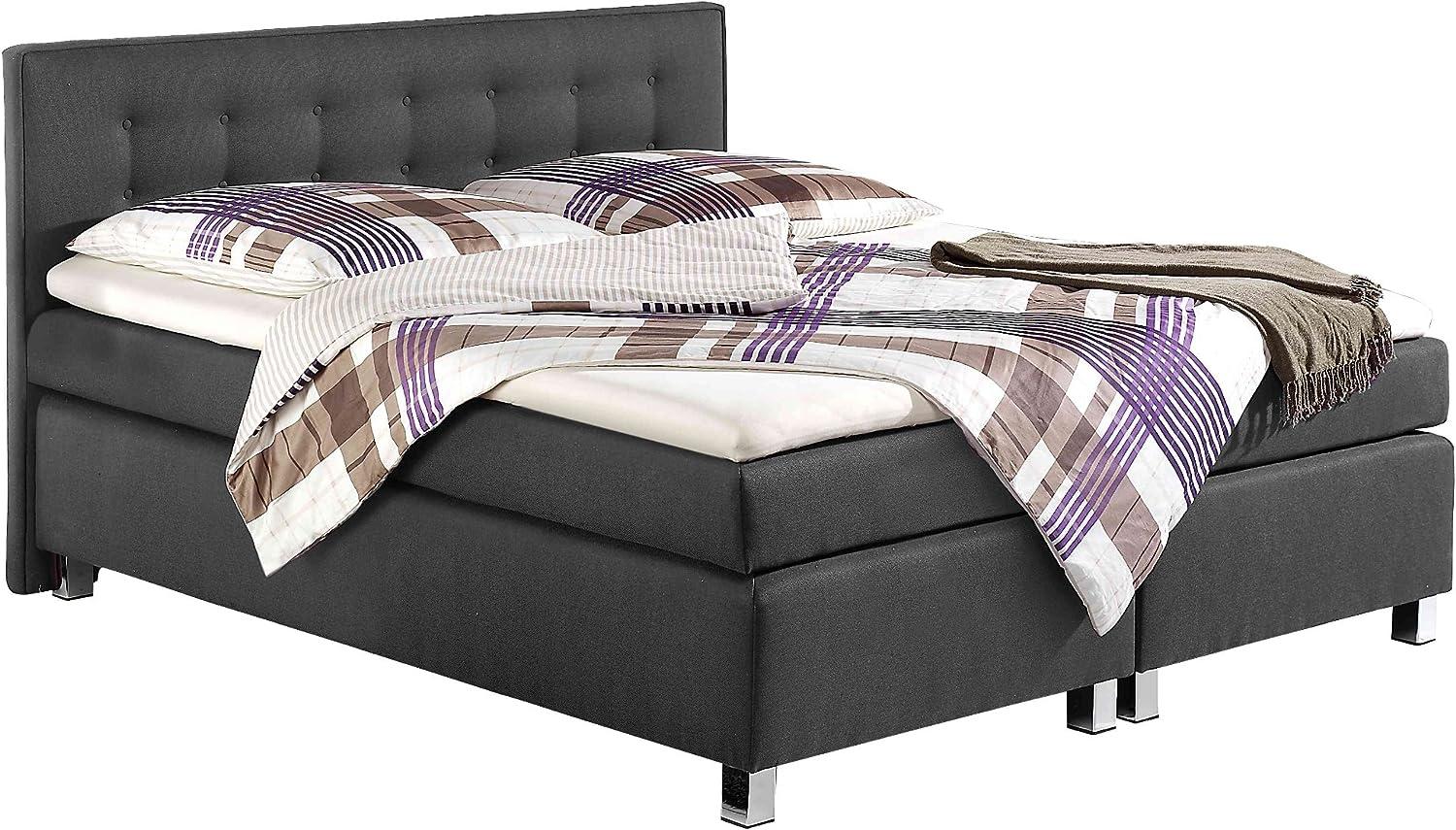 Maintal Boxspringbett Katar, 180 x 200 cm, Strukturstoff, 7-Zonen-Kaltschaum Matratze H3, anthrazit Bild 1