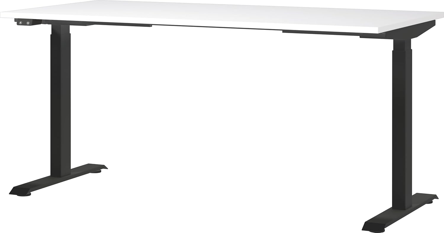 Germania Schreibtisch 7908-614, in Weiß/Schwarz, EL. höhenverstellb, 160 x 120 x 80 cm (BxHxT) Bild 1