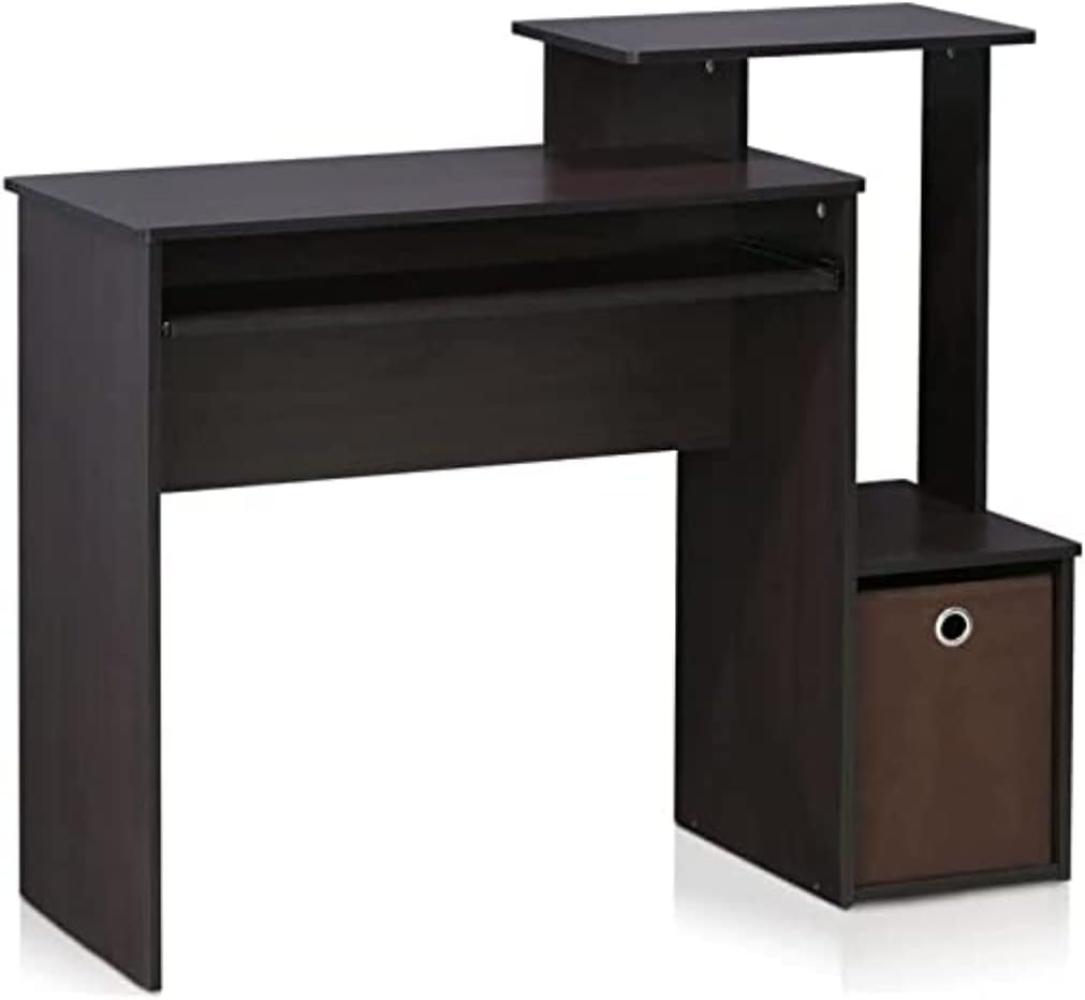 Furinno Econ Mehrzweck Home Office Computer Schreibtisch mit Ablage und Einschub, Holz, Dunkle Walnuss, 40 x 100. 08 x 86. 61 cm Bild 1