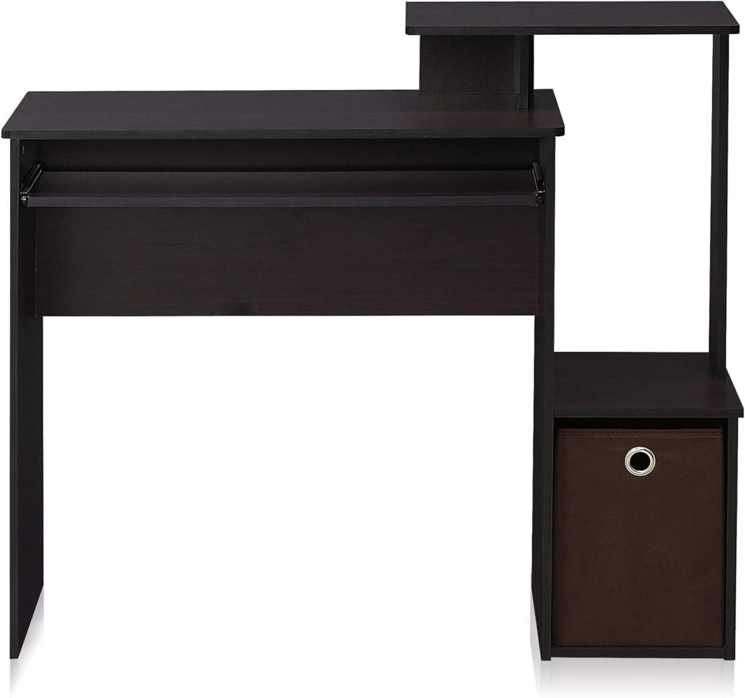 Furinno Econ Mehrzweck Home Office Computer Schreibtisch mit Ablage und Einschub, Holz, Dunkle Walnuss, 40x100. 08x86. 61 cm Bild 1