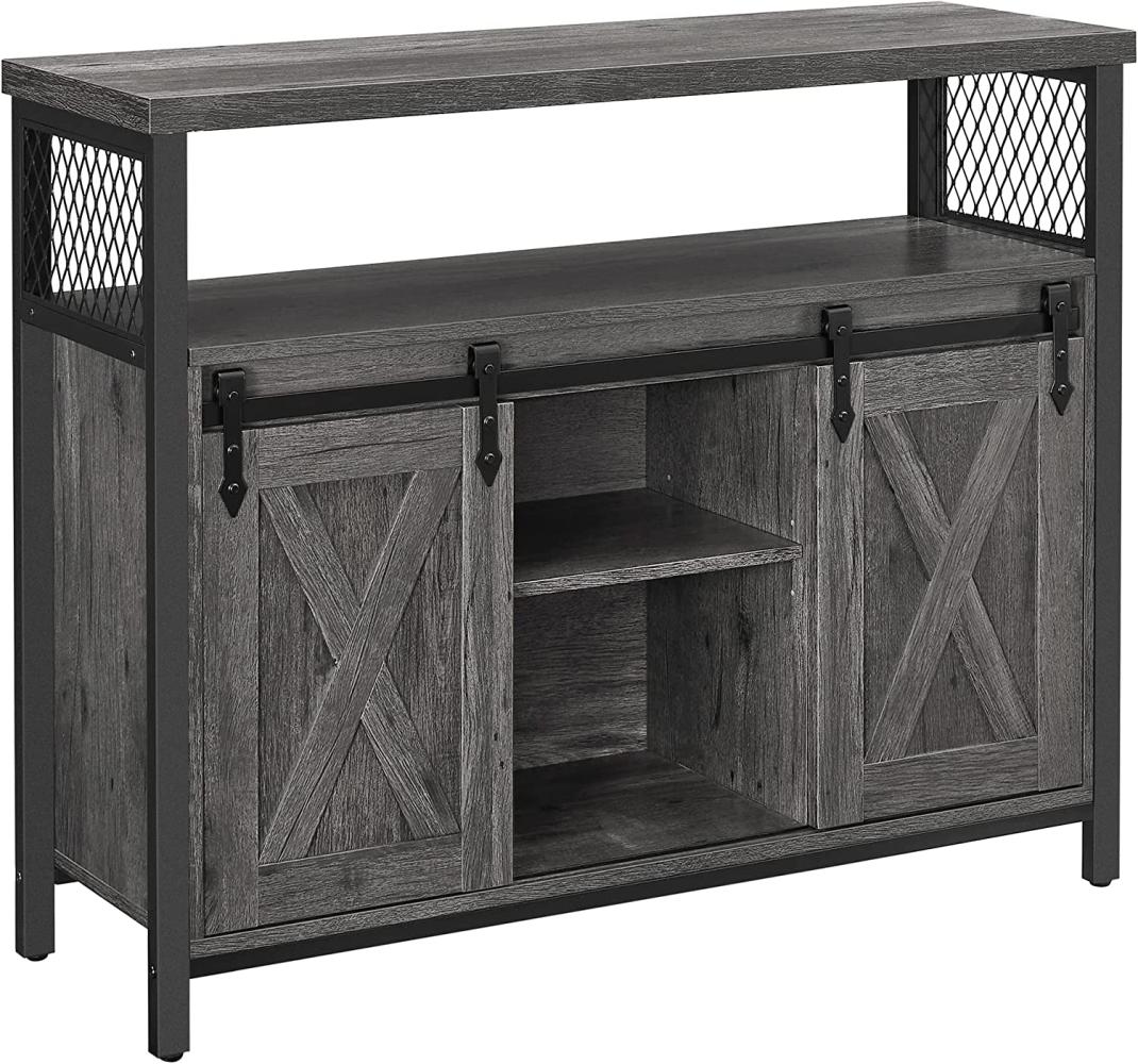 Vasagle Sideboard mit 2 Schiebetüren und verstellbaren Ablagen, Spanplatte, 33 x 100 x 80 cm, Anthrazitgrau / Schwarz Bild 1