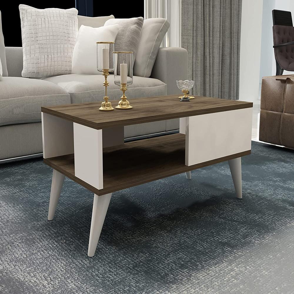Couchtisch Ludvika 40 x 90 x 45 cm Walnussoptik / Weiß [en. casa] Bild 1