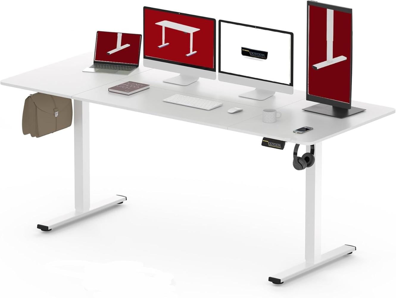 SANODESK Höhenverstellbarer Schreibtisch 200 x 80 cm Schreibtisch Höhenverstellbar Elektrisch Ergonomischer Steh-Sitz Tisch Computertisch für Heimbüro Homeoffice(weiß) Bild 1