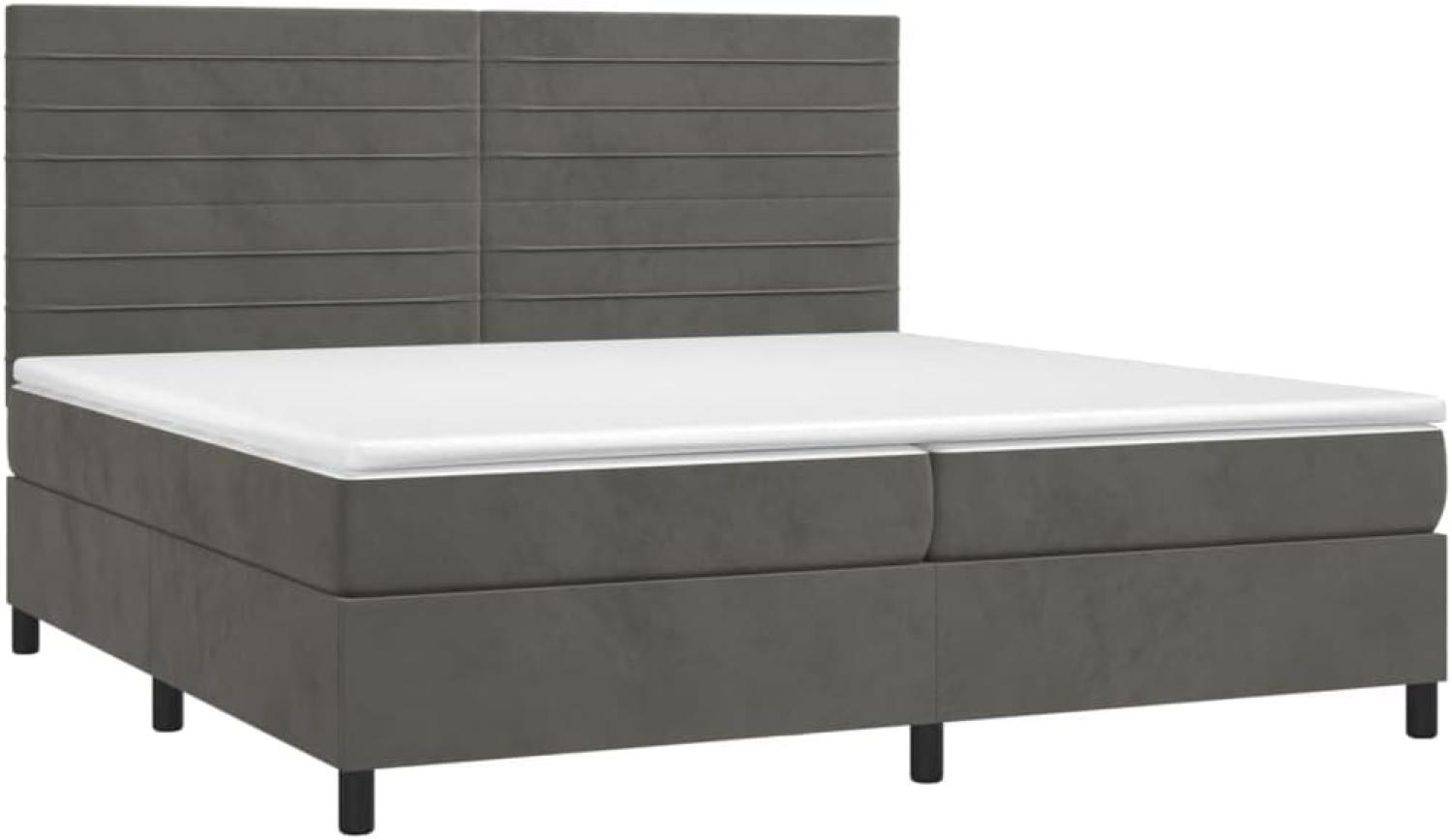 Boxspringbett mit Matratze & LED Samt Dunkelgrau 200 x 200 cm Bild 1