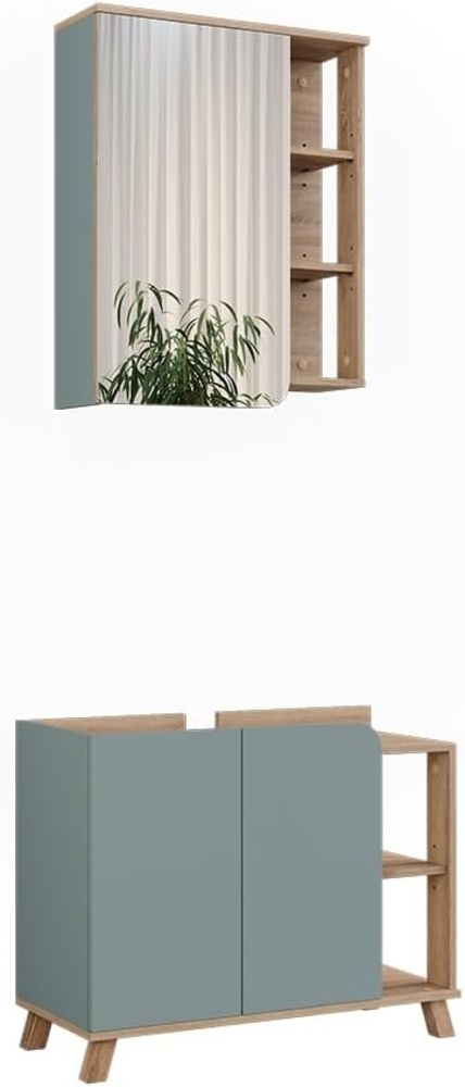 Badmöbel-Set Karen Sonoma/Blau 2 Teile Vicco Bild 1