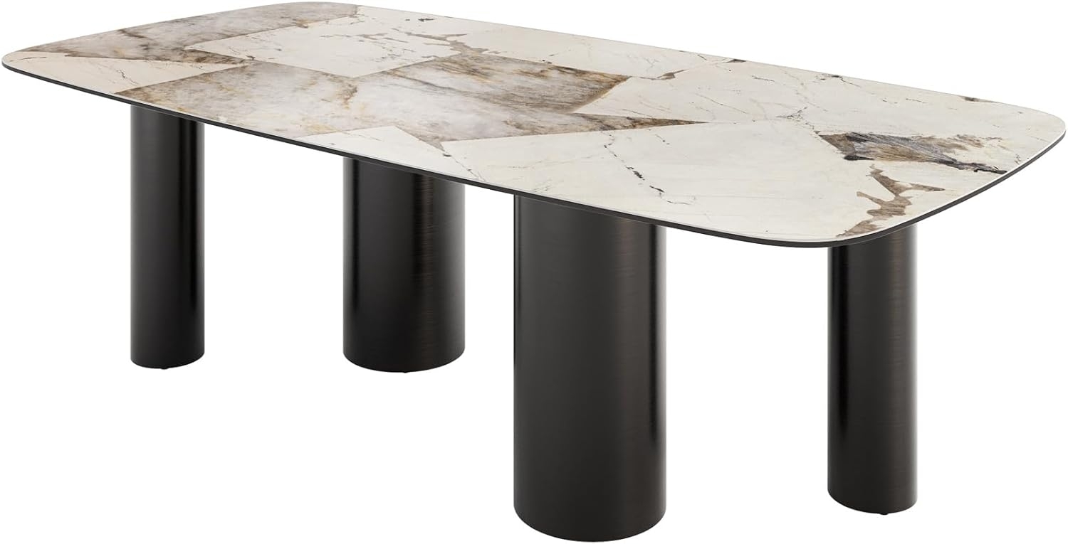 Esstisch Edge Boot 240x120 Keramik Iris FMG Patagonia Lappato Pilier Edelstahl Graphit Bild 1