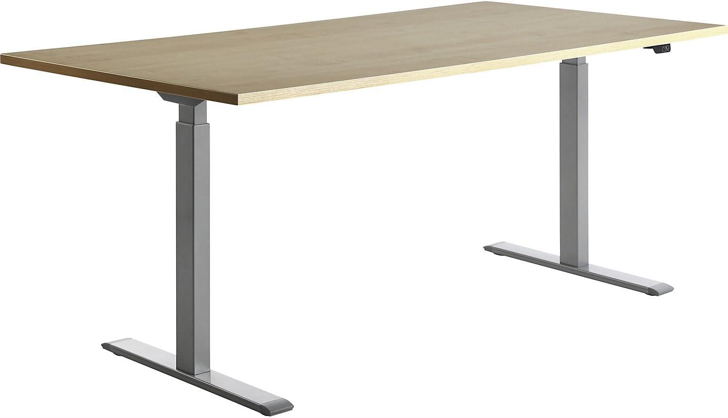 TOPSTAR | Schreibtisch | elektrisch höhenverstellbar | BxT 1800 x 800 mm | Platte Ahorn-Dekor | Gestell grau Bild 1