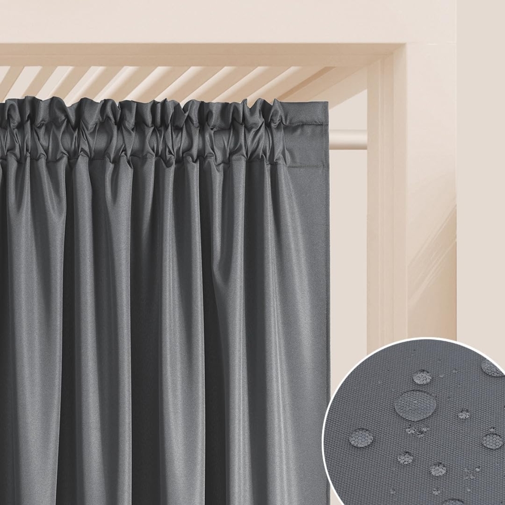 ROOM99 Outdoorvorhäng mit Kräuselband Garden Line 155x250 cm Breite x Höhe Outdoor Vorhang wetterfest Wasserdicht Sichtschutz Sonnenschutz Gardinen Garten Winddicht Dunkelgrau, 1 Stück Bild 1