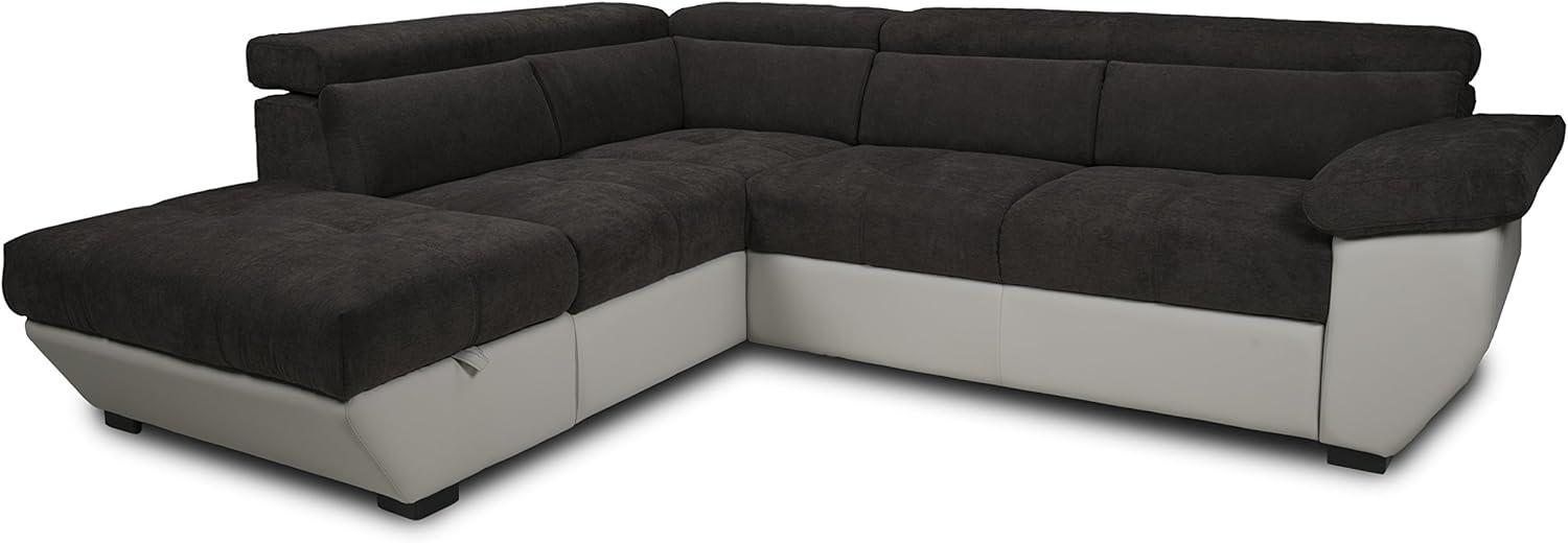 Mivano Schlafsofa Speedway / Eckcouch mit Bettfunktion, Stauraum und verstellbaren Kopfstützen / 262 x 79 x 224 / Zweifarbig: dunkelbraun/beige Bild 1