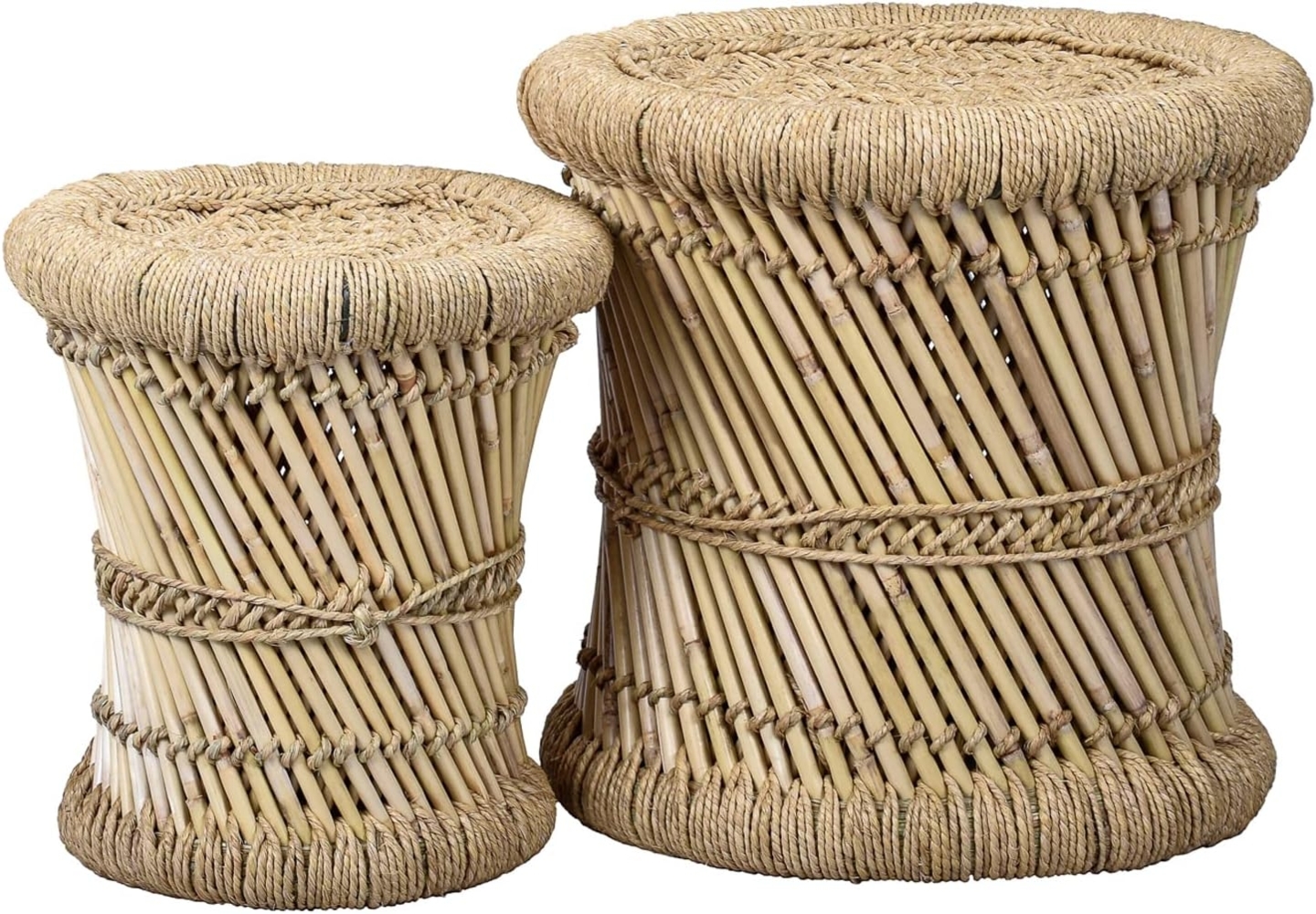 Marrakesch Orient & Mediterran Interior Sitzhocker 2er Set Boho Style Hocker Beistelltisch Benita, Handarbeit Bild 1