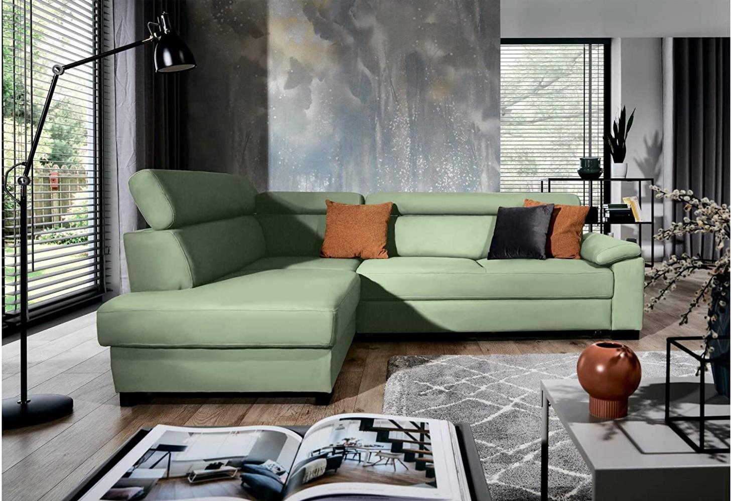 Stylefy Fulda Ecksofa Strukturstoff INARI Minze Links Bild 1