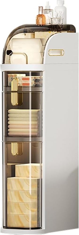 Heikoeco Midischrank badschrankschmal,bathroom organizer cabinet,nischenschrank,3/4 Ebene (mit geräuscharmen Rollen) badezimmerschrank,badregal stehend,18x41x98 cm Bild 1