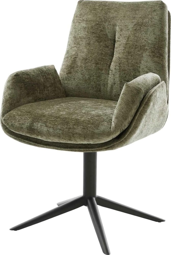 Drehstuhl Clea-Flex Chenille Olive Fußkreuz Schwarz 360° drehbar Wippfunktion Bild 1